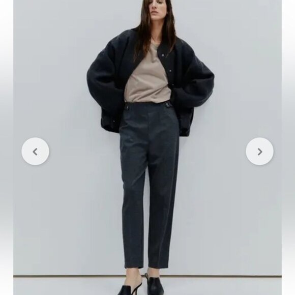 H&M Tapered Fit High Rise Trousers Pants Grey - Picture 1 of 10